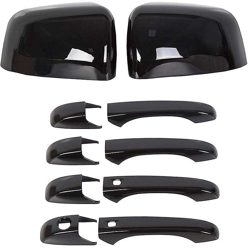 Black Mirror Covers + Door Handle Covers for 2011-2020 Jeep Cherokee