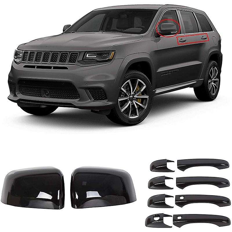 Black Mirror Covers + Door Handle Covers for 2011-2020 Jeep Cherokee