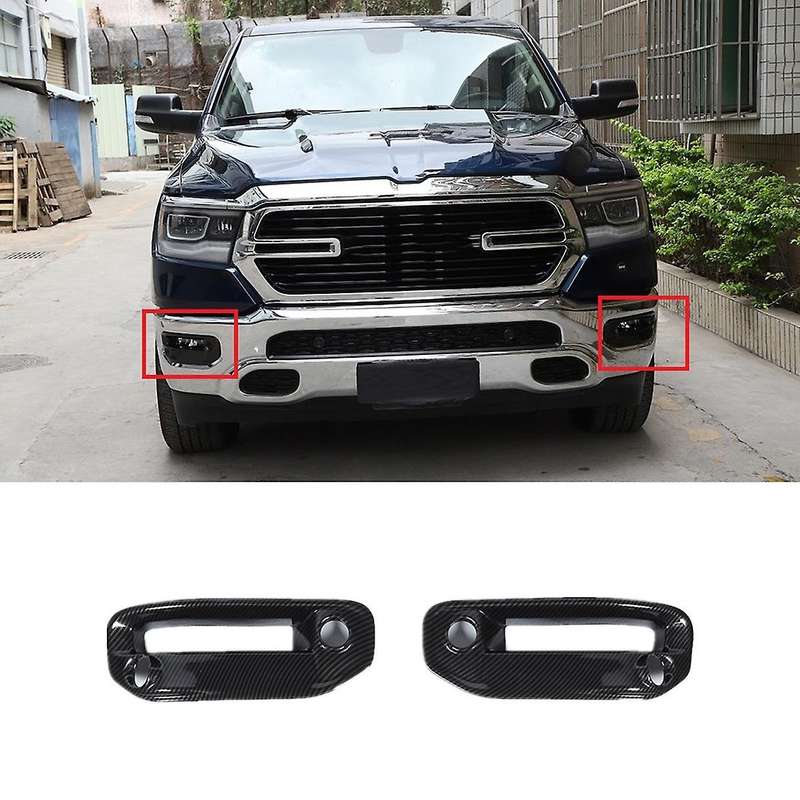 Car Front Fog Light Cover for Dodge Ram 2018-2022, Abs Carbon Fiber