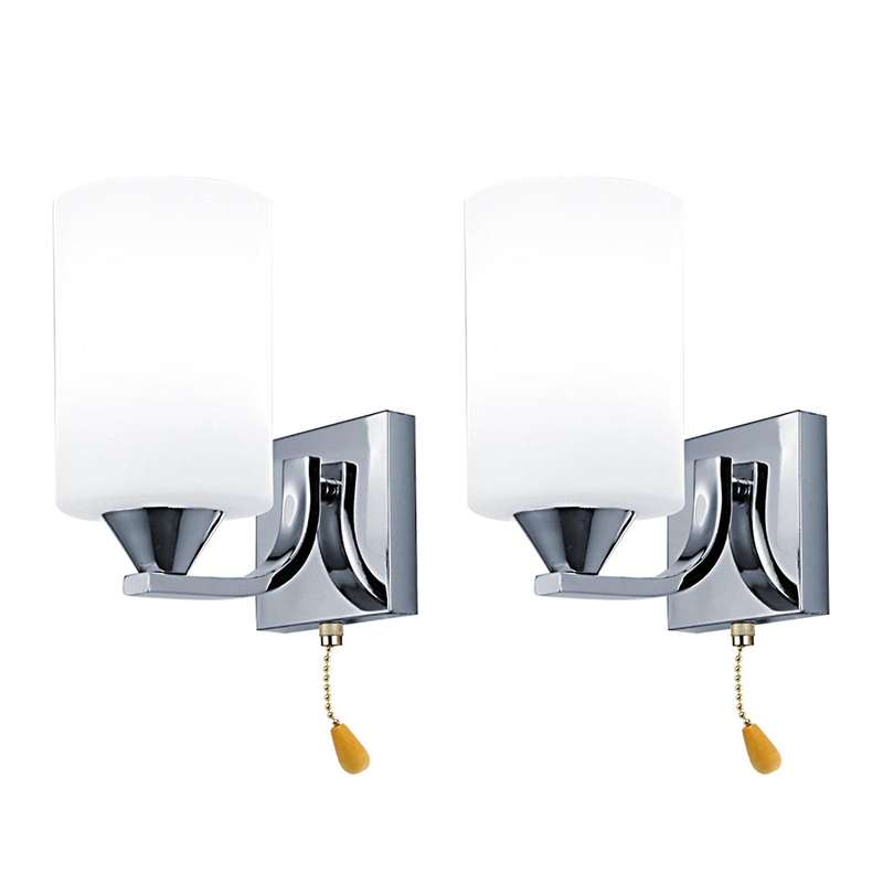 2x Modern Glass Wall Sconce Lamp,single Head with Switch White