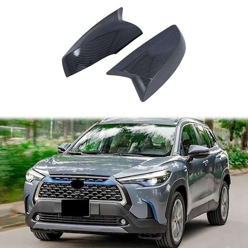 Car Carbon Fiber Ox Horn Side Mirror Caps for Corolla Cross 2021 2022