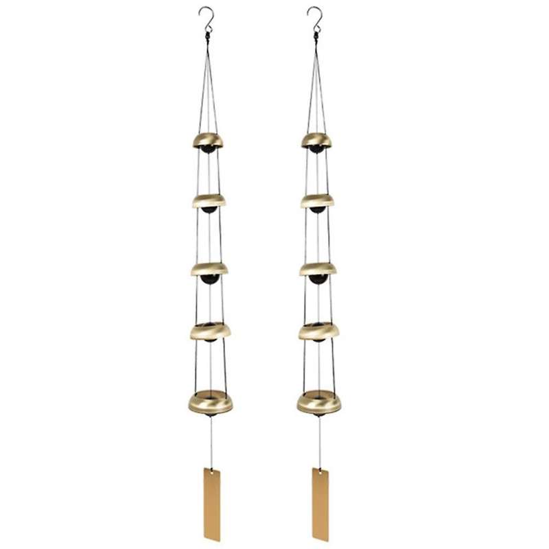 2x Home Gift Temple Wind Chime Blessing Yard Balcony Ornament -brass