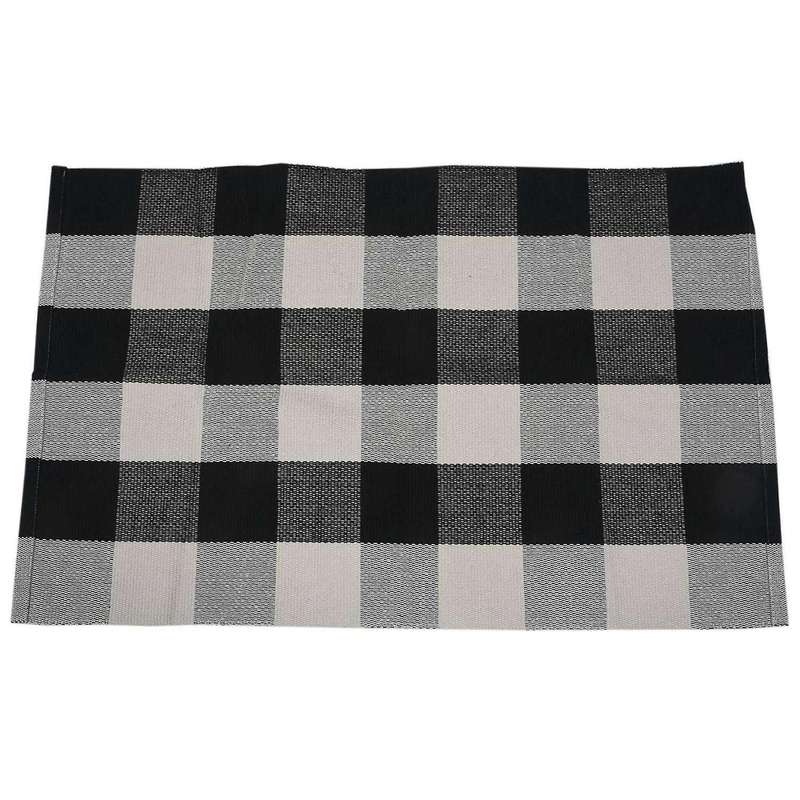 2x Cotton Buffalo Plaid Rugs, 23.6inch X35.4inch (black and White)