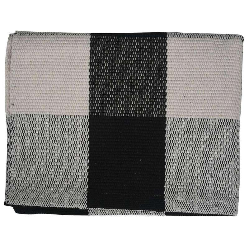 2x Cotton Buffalo Plaid Rugs, 23.6inch X35.4inch (black and White)