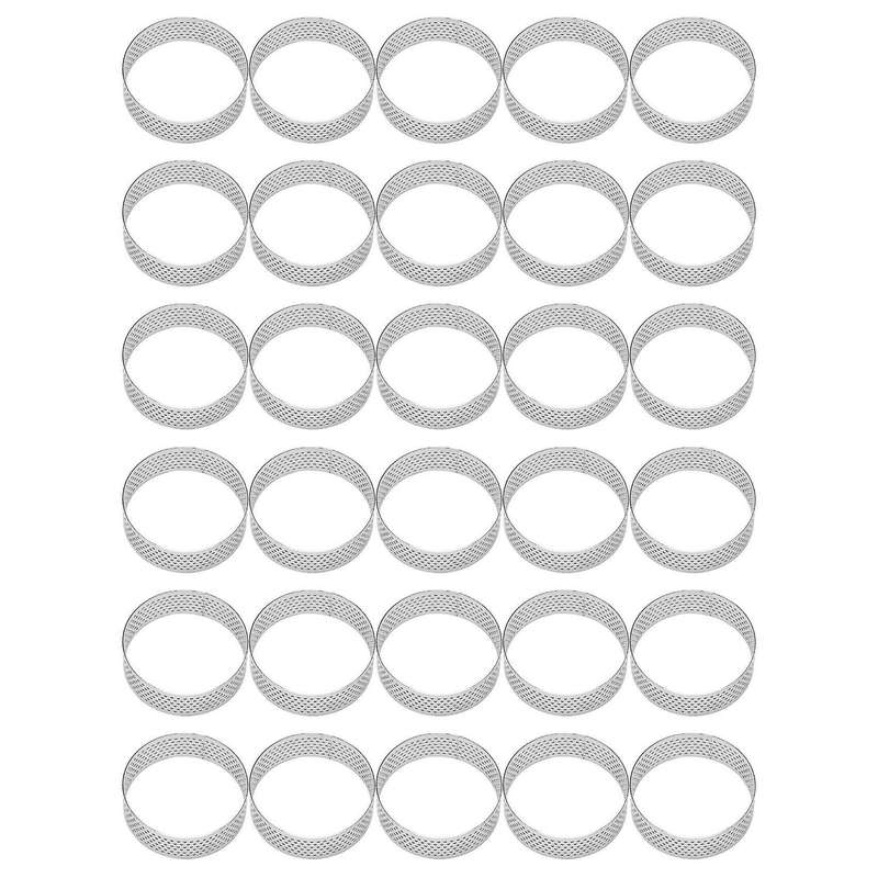 30pcs 6cm Circular Tart Ring Dessert Stainless Steel Perforation