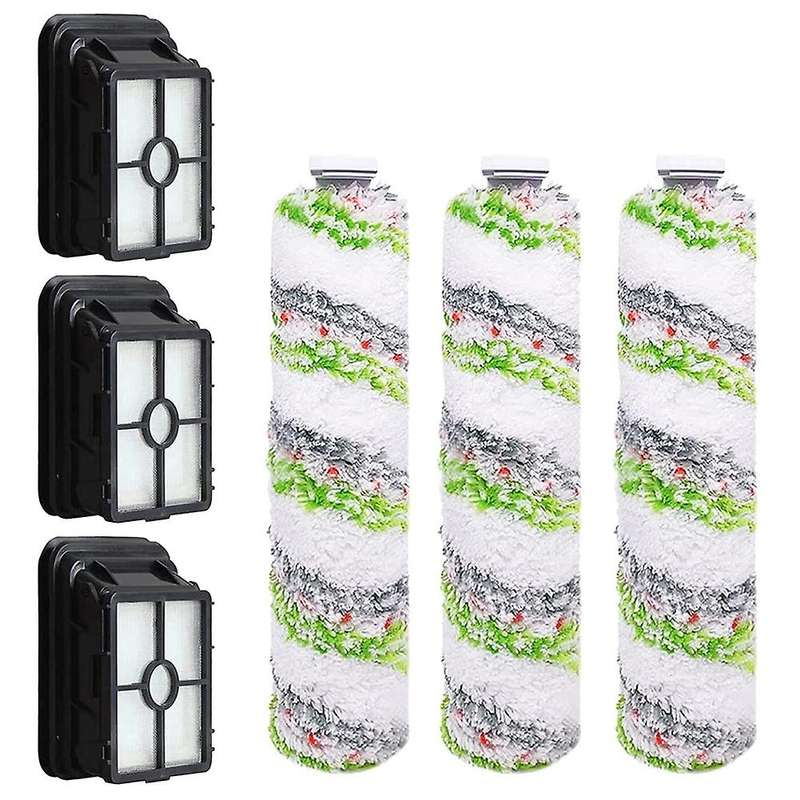 For Bissell Crosswave Cordless Max 2554a 3 Pet Brush Rolls+3 Filters