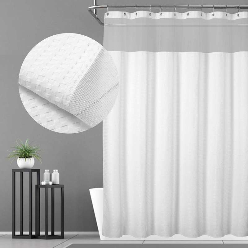 Weave Shower Curtain with 12 Hooks Included, 72x72 Inch