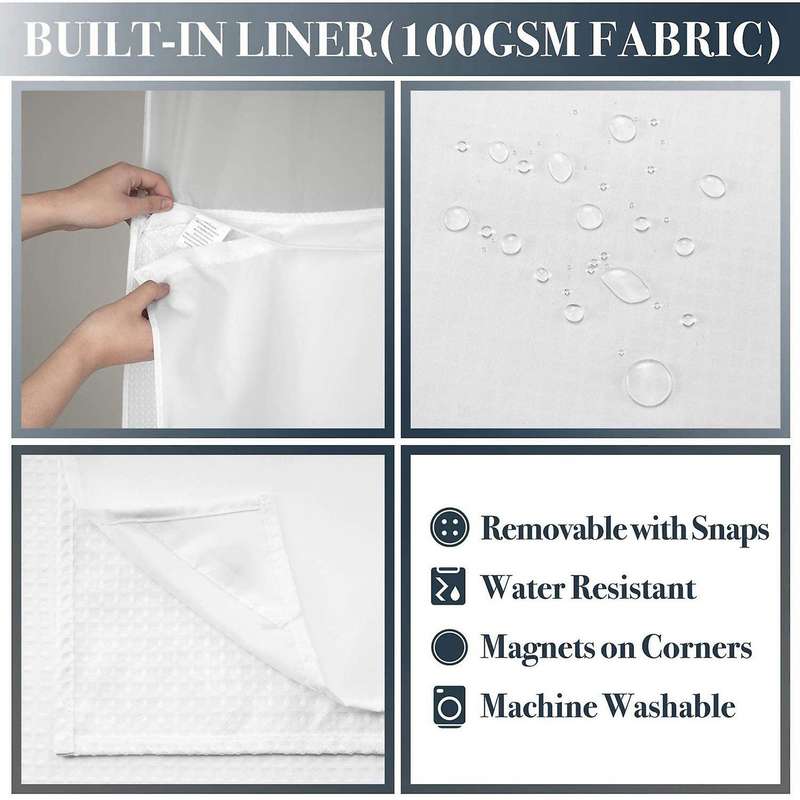 Weave Shower Curtain with 12 Hooks Included, 72x72 Inch