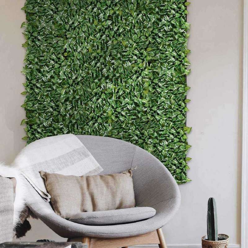 2x Fence Wall Decoration Artificial Green Leaves Fence, for Home