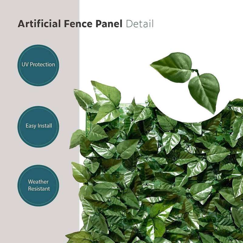 2x Fence Wall Decoration Artificial Green Leaves Fence, for Home