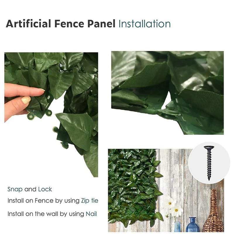 2x Fence Wall Decoration Artificial Green Leaves Fence, for Home