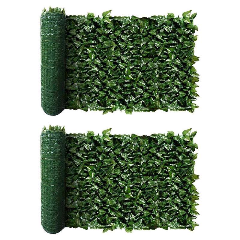 2x Fence Wall Decoration Artificial Green Leaves Fence, for Home
