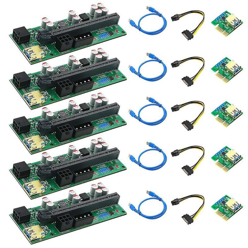 5 Pcs 010-x Pcie Riser 1x to 16x Graphic Extension for Gpu Btc Mining