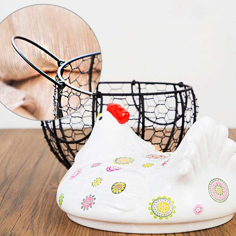 Ceramic Egg Organizer Storage Basket Egg Basket Fruit Box (pink)