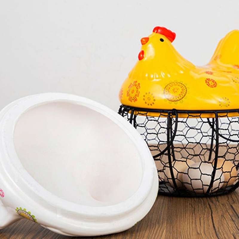 Ceramic Egg Organizer Storage Basket Egg Basket Fruit Box (pink)