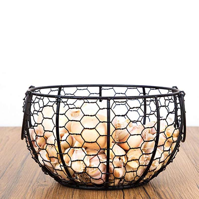 Iron Ceramic Hen Ornament Egg Fruit Storage Basket(pink)