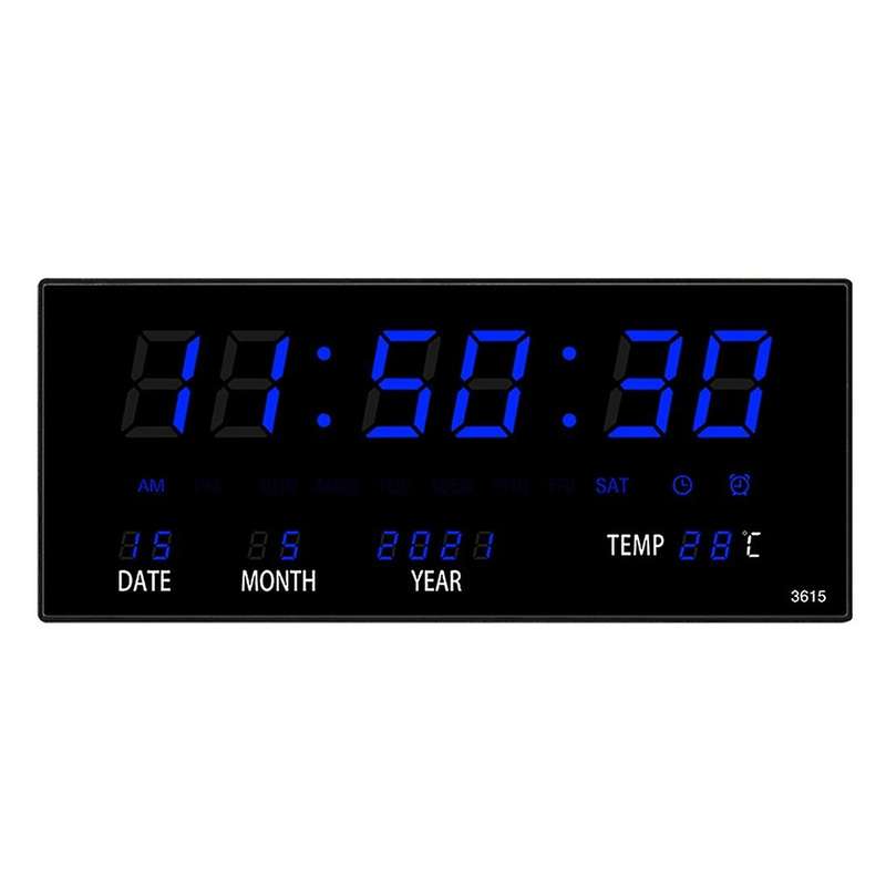 Led Perpetual Calendar Electronic Clock Digital Wall Clock Blue