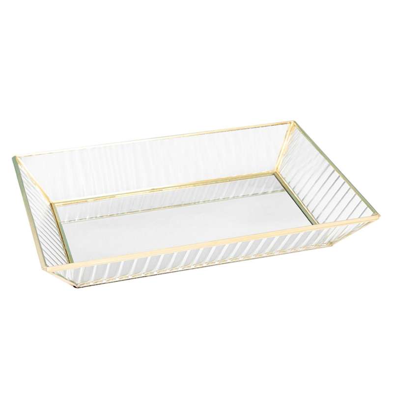 Mirrored Glass Makeup Tray Vintage Jewelry Tray for Dresser M