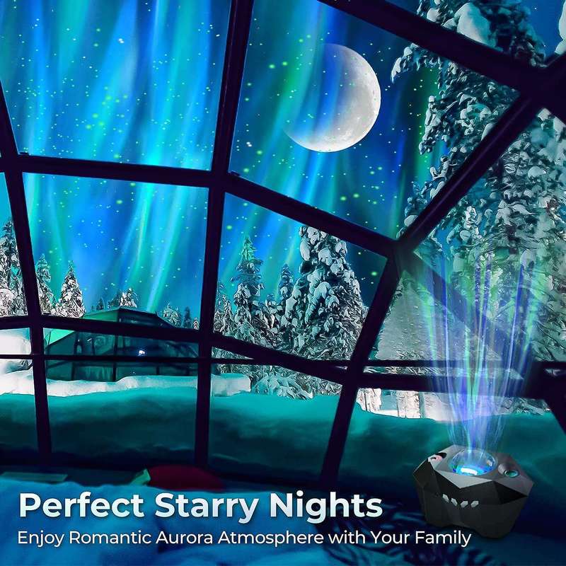 Northern Lights Projector with Speaker for Bedroom Party(black)