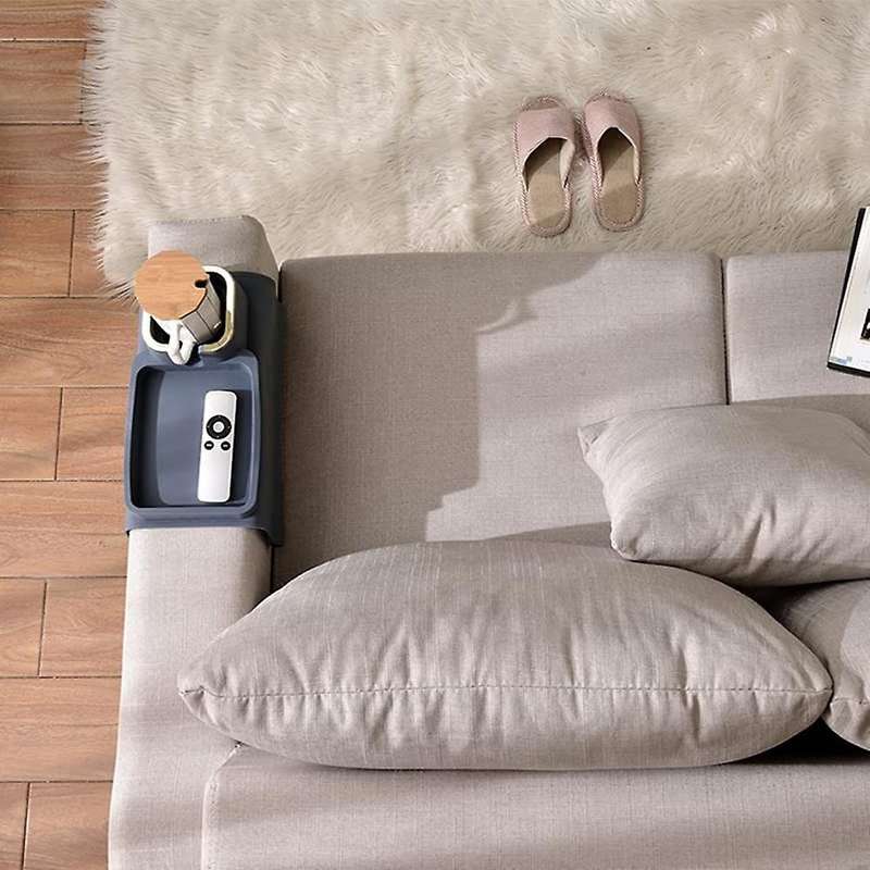 Couch Cup Holder Tray, Strong and Weighted Table Sofa Arm Tray A