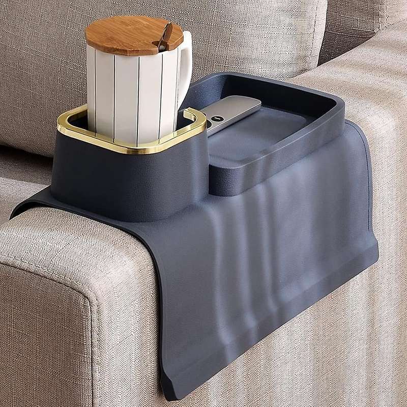 Couch Cup Holder Tray, Strong and Weighted Table Sofa Arm Tray A