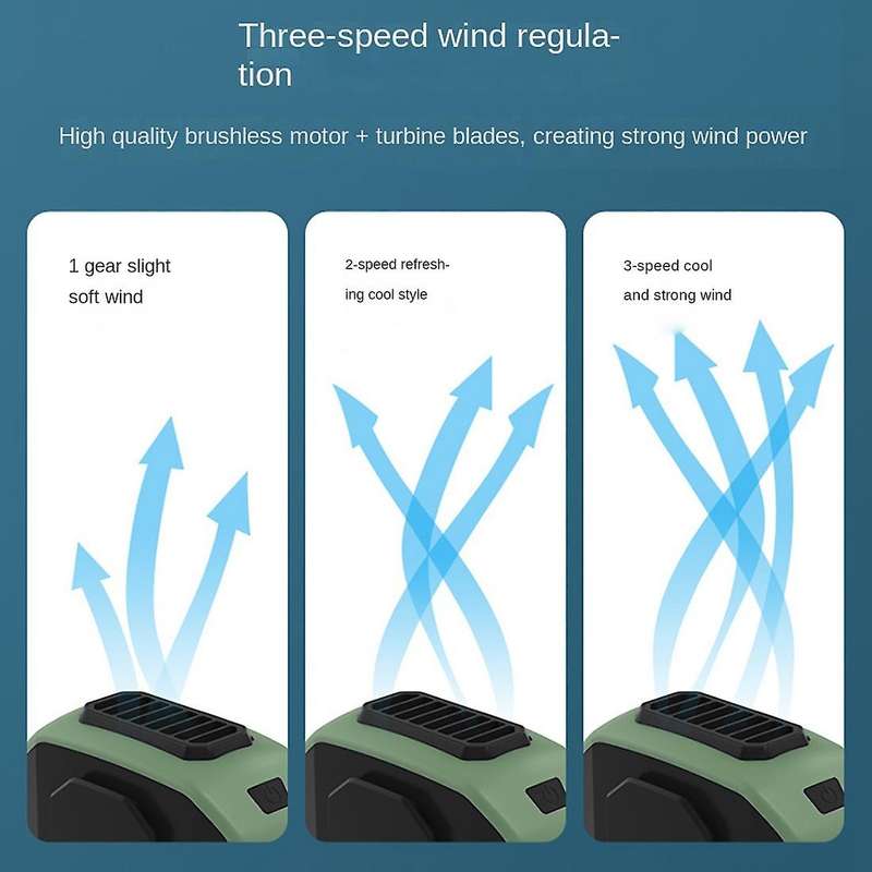 Portable Waist Clip Fan 6000mah Battery Operated Necklace Fan B