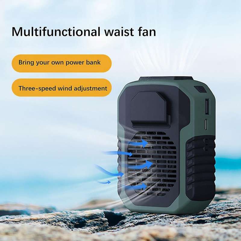 Portable Waist Clip Fan 6000mah Battery Operated Necklace Fan B