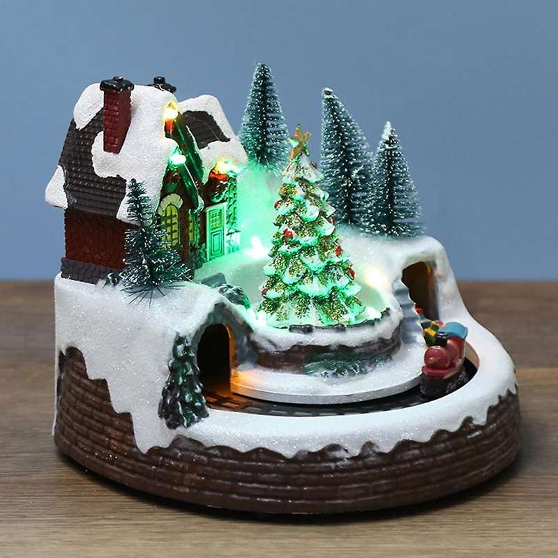 Santa Claus Glowing Music Ornaments Christmas Tree Revolving A