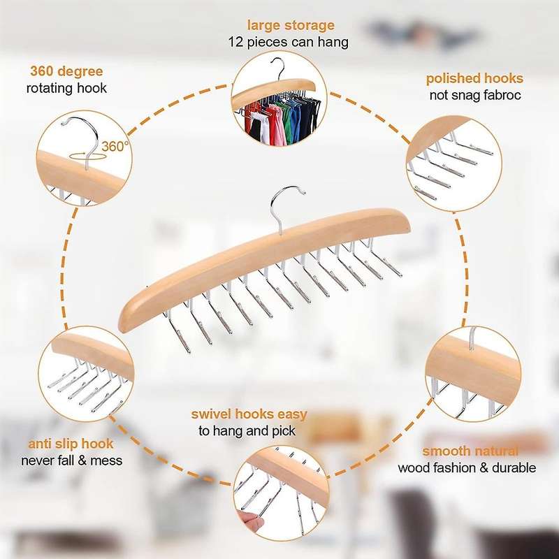 3pcs Tank Top Hanger, Bra Hanger with Premium Wood, 24 Hooks