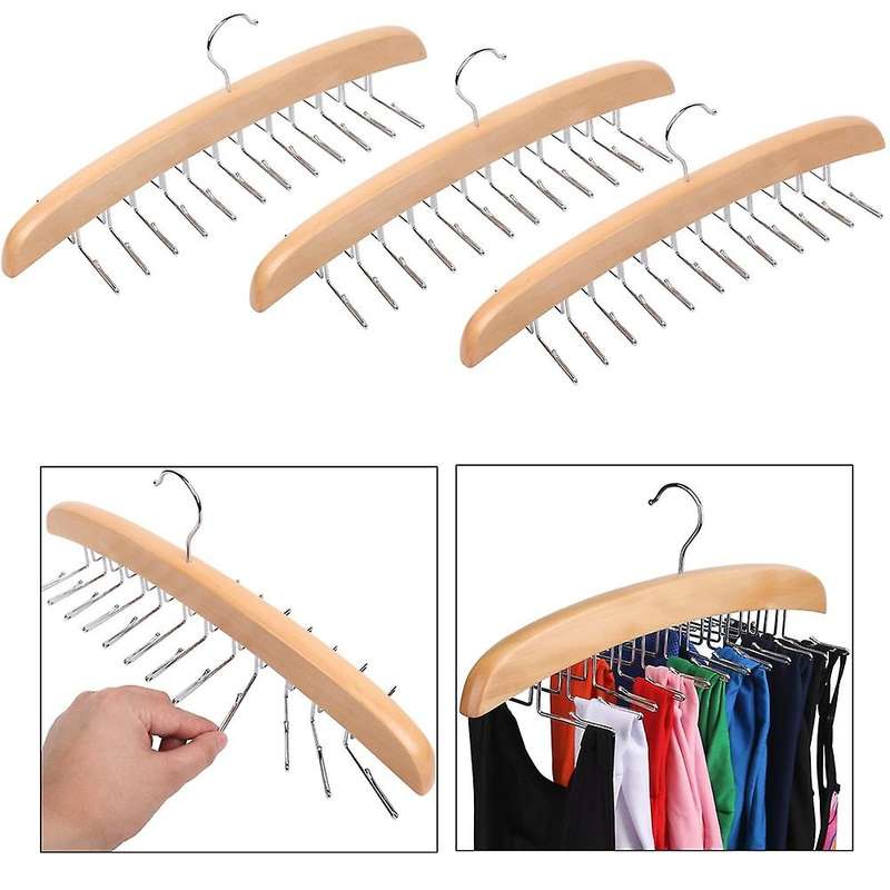 3pcs Tank Top Hanger, Bra Hanger with Premium Wood, 24 Hooks