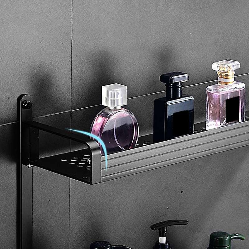 Modern Double Layer Shower Rack Aluminum Bathroom Shower Black