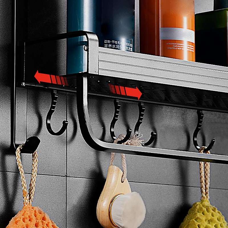 Modern Double Layer Shower Rack Aluminum Bathroom Shower Black