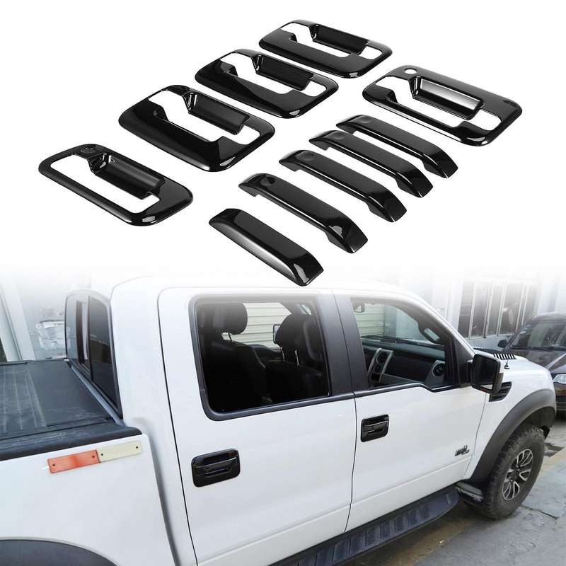 External Door Handle Covers for 2004-2019 Ford F-150 Glossy Black