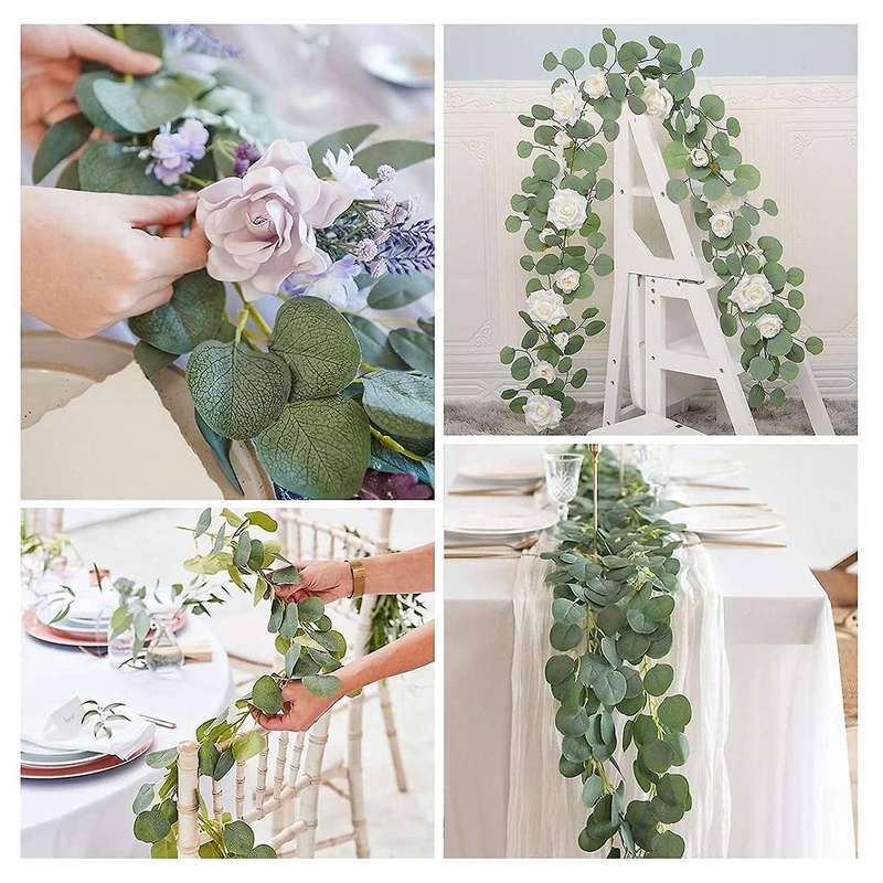 8 Pcs 48ft Artificial Eucalyptus Garland Greenery Faux Vines Plants