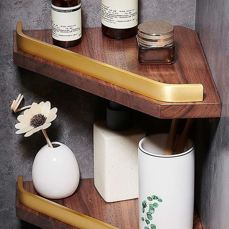 Bathroom Rack Wall-mounted Walnut Toilet Washstand Storage Rack