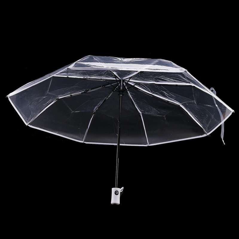 3x Transparent Umbrella Automatic Umbrella,transparent & White Border