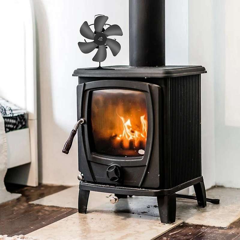 6 Blades Heat Powered Stove Fan Fireplace Log Wood Burner Eco-fan