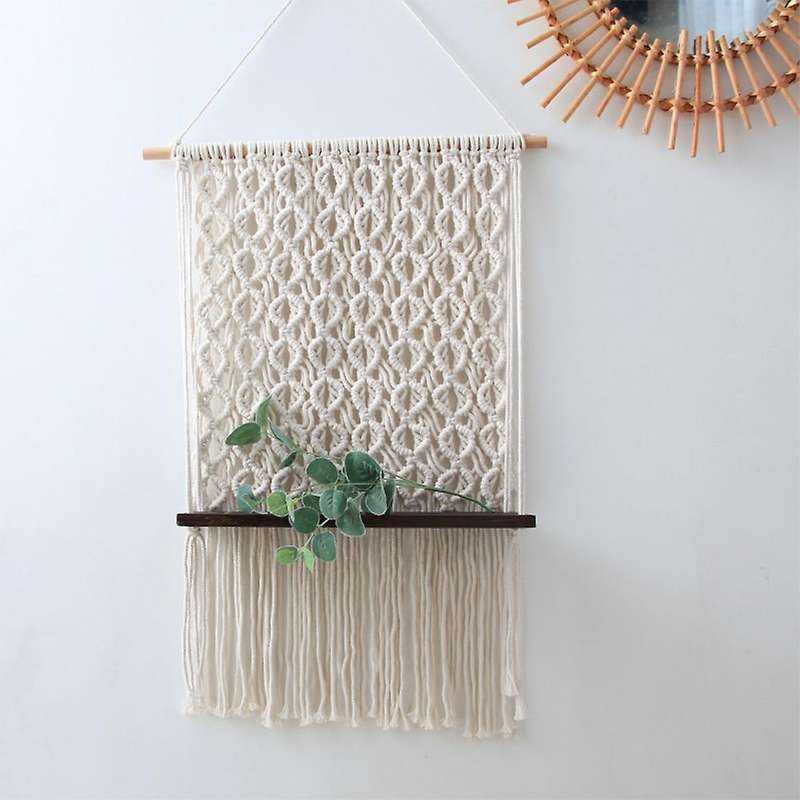 Bohemian Macrame Tapestry Rack Hand-woven Wall Hanging Flower Pot B