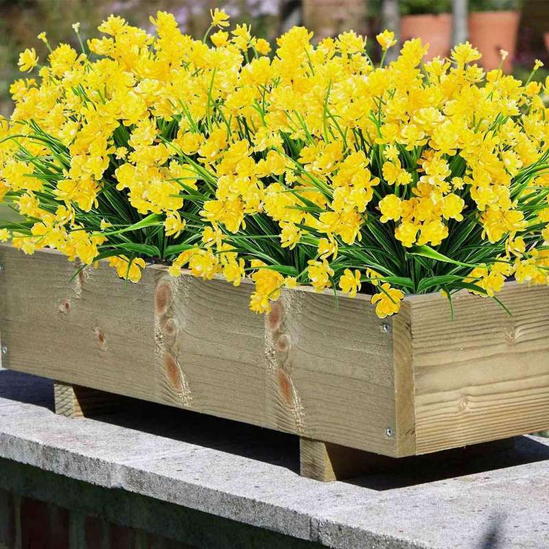 16pcs Artificial Flowers Outdoor Uv Resistant Shrubs Plants for Decor