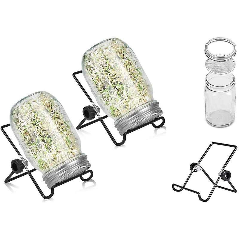 2 Sets 1000ml Glass Jar,for Home Kitchen/garden, with Holder