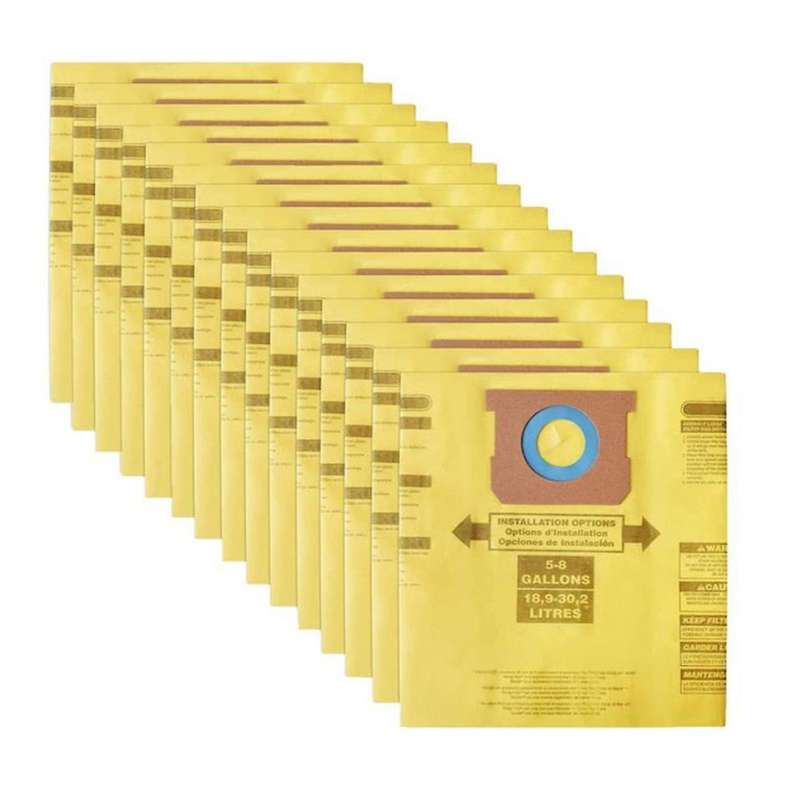 15 Pcs H-type Replacement Vacuum Filter Bags for Shop Vac 5-8 Gallon