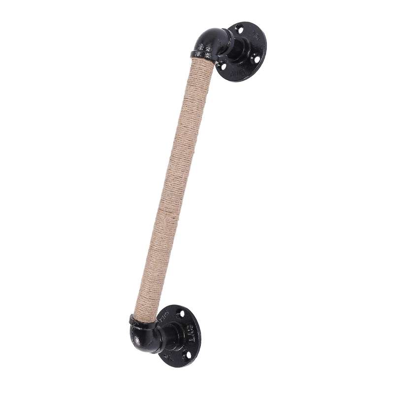 2x Industrial Style Furniture Handle Black Wrought Iron Rope Handle
