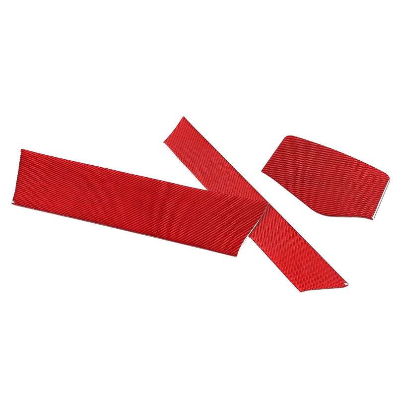 Car Soft Carbon Fiber Armrest Box Panel Cover Trim Stickers Red