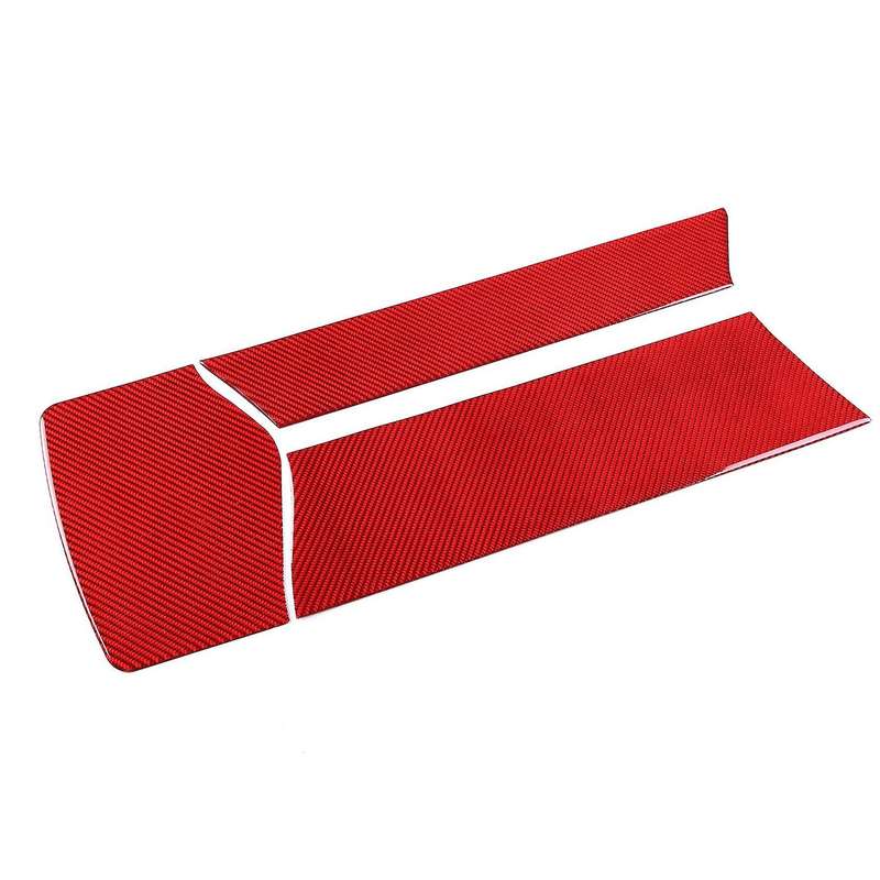 Car Soft Carbon Fiber Armrest Box Panel Cover Trim Stickers Red