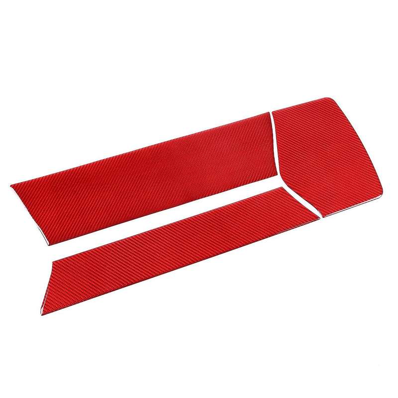 Car Soft Carbon Fiber Armrest Box Panel Cover Trim Stickers Red
