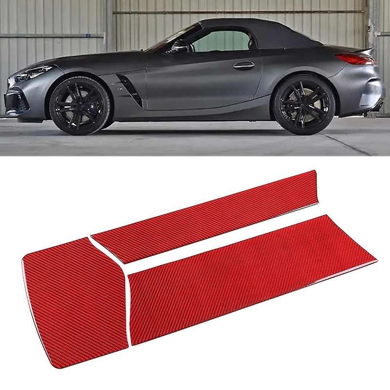 Car Soft Carbon Fiber Armrest Box Panel Cover Trim Stickers Red