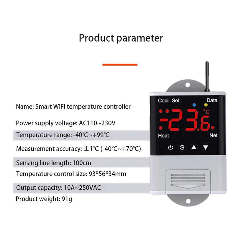 Wireless Wifi Temperature Controller Thermostat Ac110-220v Dtc1201