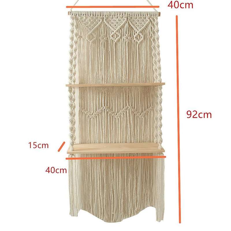 Macrame Wall Hanging Shelf Boho Floating Shelf Perfect for Plants,