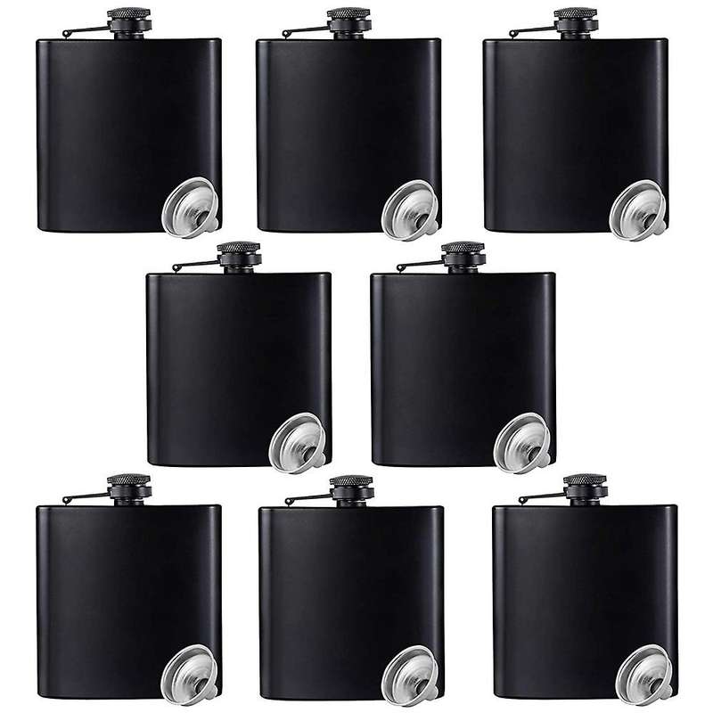 Hip Flask Matte Black Stainless Steel Anti-funnel -6 Oz