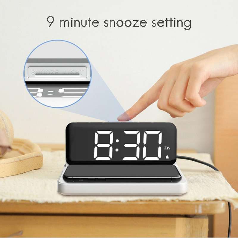 Digital Alarm Clock,usb Charging Port,for Iphone Samsung White